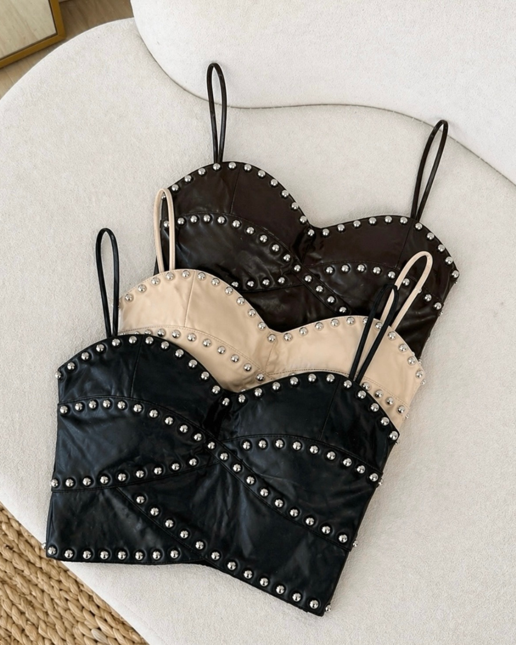 Cropped Feminino Western Courino com Tachas